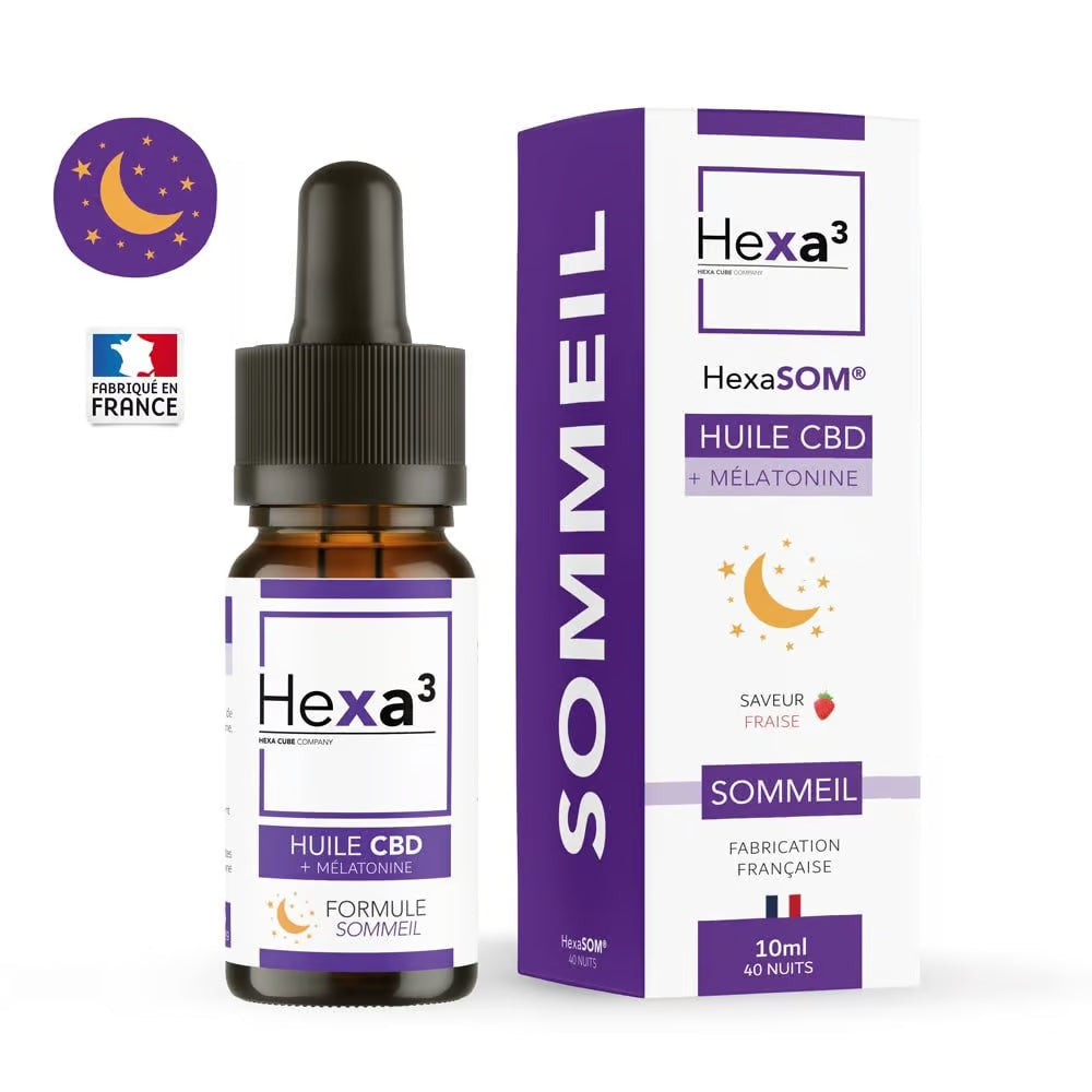 Huile CBD HexaSOM Sommeil fraise mélatonine