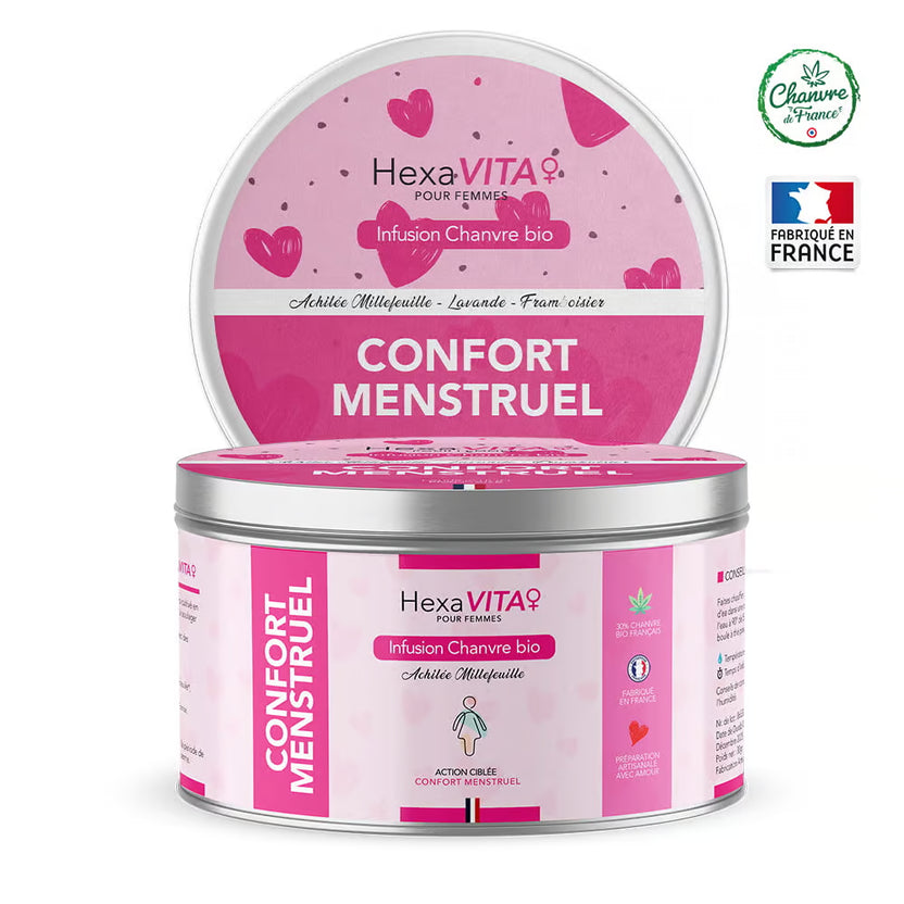 Infusion CBD règles douleurs menstruelles HexaVITA femmes