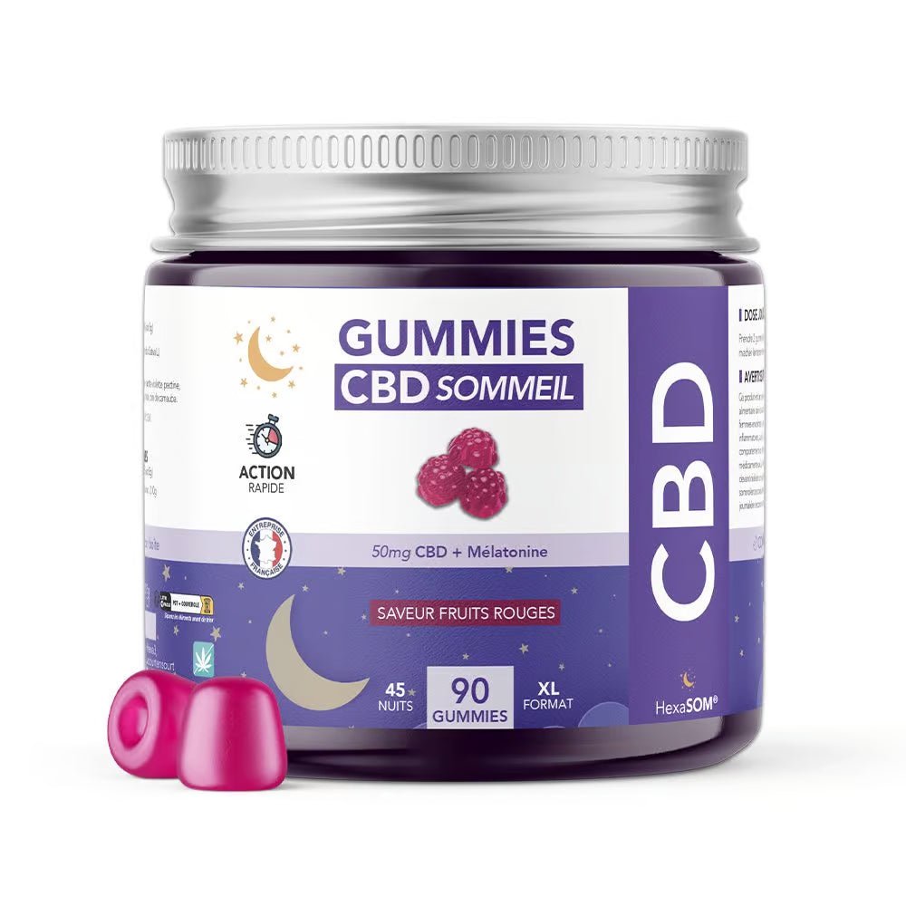 HexaSOM Gummies CBD mélatonine sommeil fruits rouges