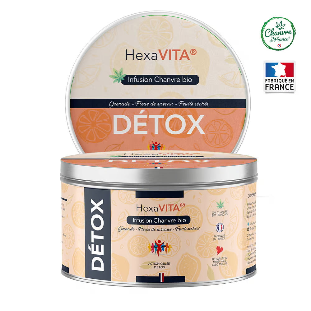 Infusion CBD détox HexaVITA drainage naturel chanvre bio