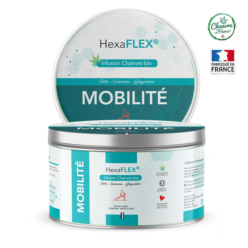 Infusion CBD HexaFLEX mobilité articulations curcuma gingembre